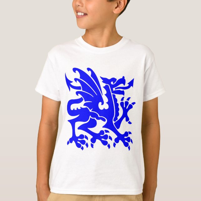 Camiseta Dragón heráldico 01 - Azul (Anverso)