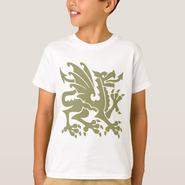 Camiseta Dragón heráldico 01 - Khaki (Anverso)