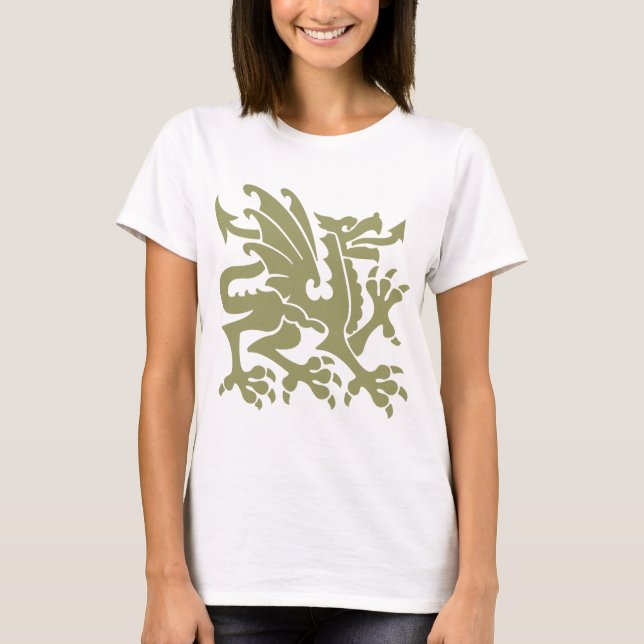 Camiseta Dragón heráldico 01 - Khaki (Anverso)