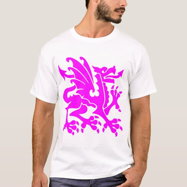 Camiseta Dragón heráldico 01 - Magenta (Anverso)