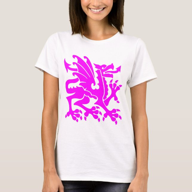 Camiseta Dragón heráldico 01 - Magenta (Anverso)