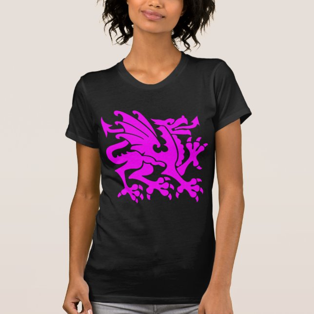 Camiseta Dragón heráldico 01 - Magenta (Anverso)