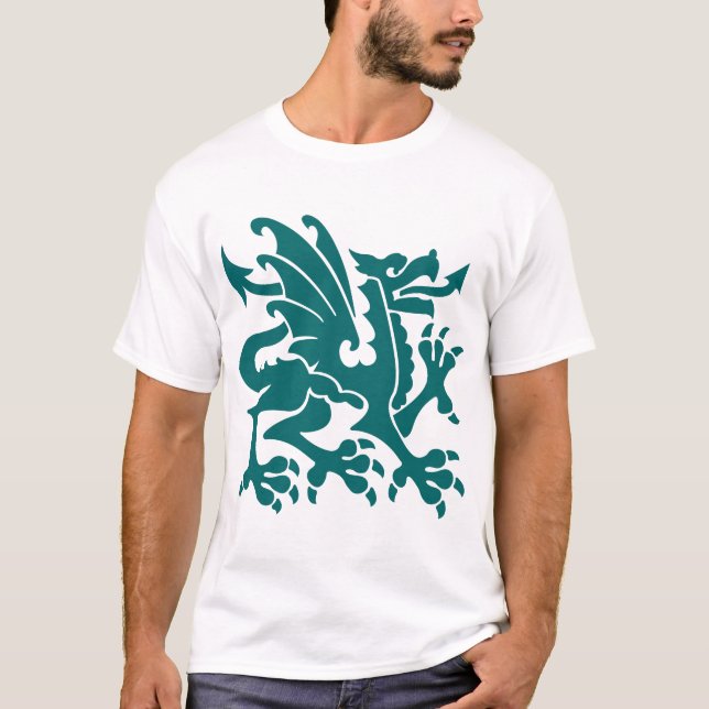 Camiseta Dragón heráldico 01 - Moss Green (Anverso)