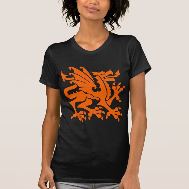 Camiseta Dragón heráldico 01 - Naranja (Anverso)