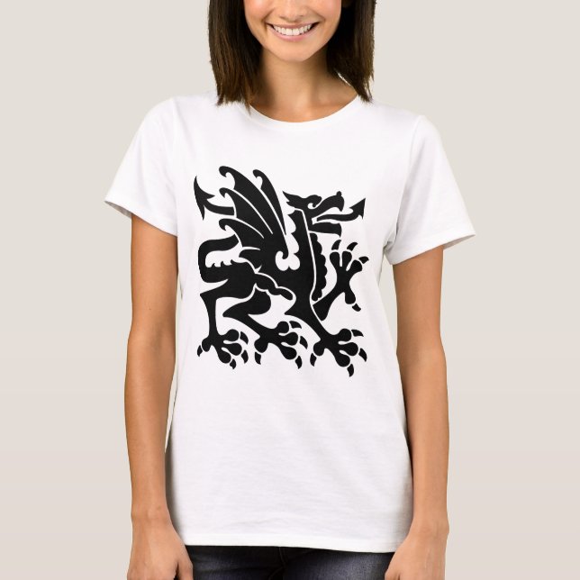 Camiseta Dragón heráldico 01 - Negro (Anverso)