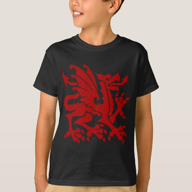 Camiseta Dragón heráldico 01 - Rojo rubí (Anverso)
