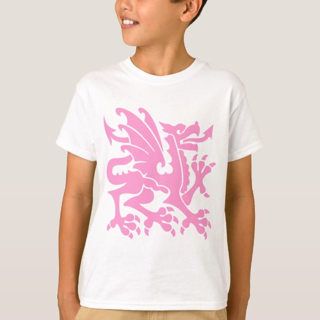Camiseta Dragón heráldico 01 - Rosa (Anverso)
