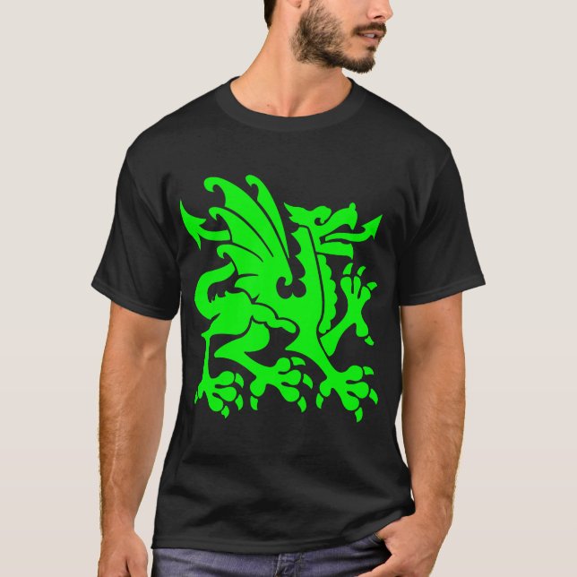 Camiseta Dragón heráldico 01 - Verde (Anverso)