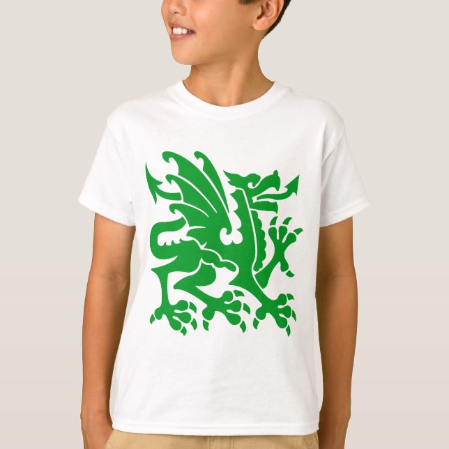 Camiseta Dragón heráldico 01 - Verde de hierba (Anverso)