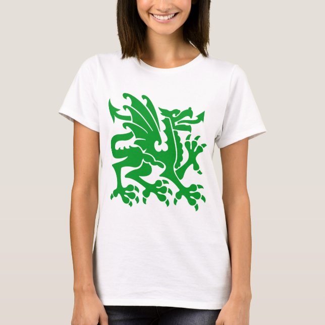 Camiseta Dragón heráldico 01 - Verde de hierba (Anverso)
