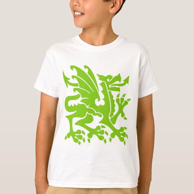 Camiseta Dragón heráldico 01 - Verde marciano (Anverso)