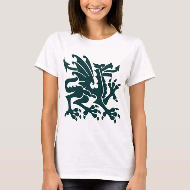 Camiseta Dragón heráldico 01 - Verde oscuro (Anverso)