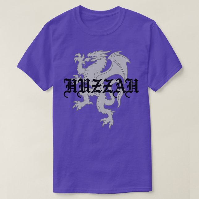 Camiseta Dragón heráldico Huzzah en gris (Diseño del anverso)