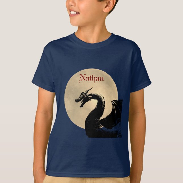 Camiseta Dragón iluminado por luna personalizado (Anverso)