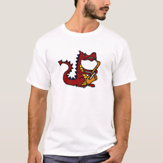 Camiseta Dragón impresionante AB que toca el saxofón