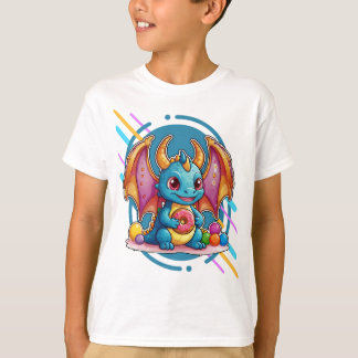 Camiseta Dragón infantil lindo con donut