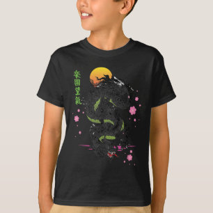 Camiseta Dragón japonés asiático kanji sakura tattoo ae