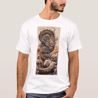 Camiseta Dragón japonés con forma de serpiente con kanagaw