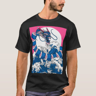 Camiseta Dragón japonés de sushi maki gran ola fuera de Kan
