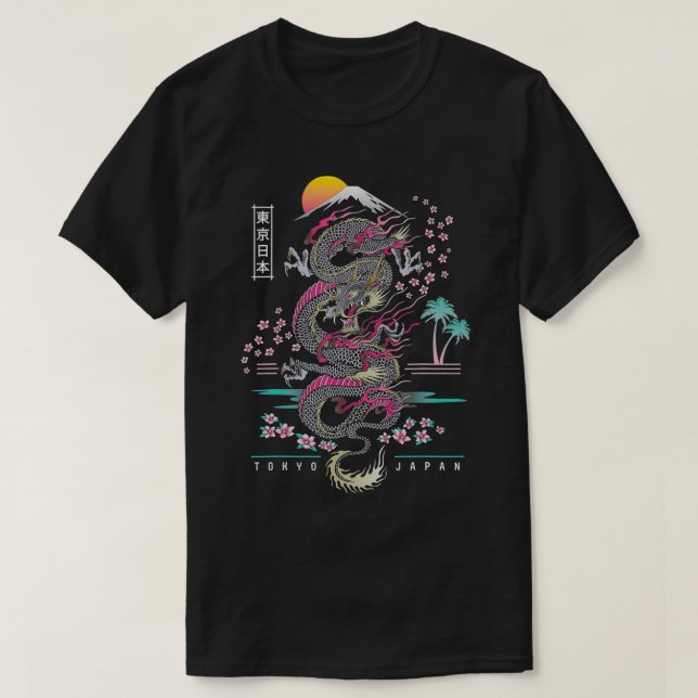 Camiseta Dragón japonés de Tokio inspirado en Asia Neon ret (Diseño del anverso)