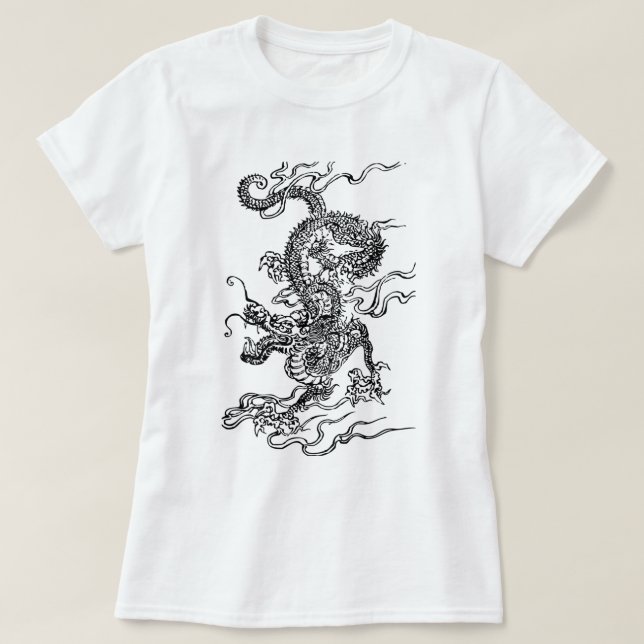 Camiseta Dragón japonés - en el estilo chino (Diseño del anverso)