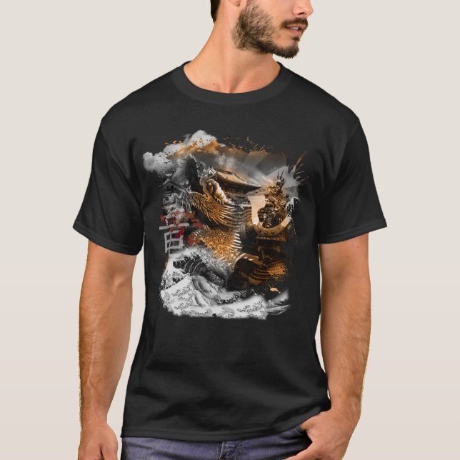 Camiseta Dragón japonés Guerrero de Samurai (Anverso)