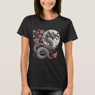 Camiseta Dragón japonés Sakura Moon Cherry Blossom Hombres