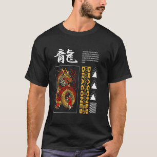 Camiseta Dragón Japonés Tokio Estilo Retro Asiático 80s