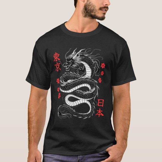 Camiseta Dragón japonés Tokio Japón años 80 Ani mítico asiá (Anverso)