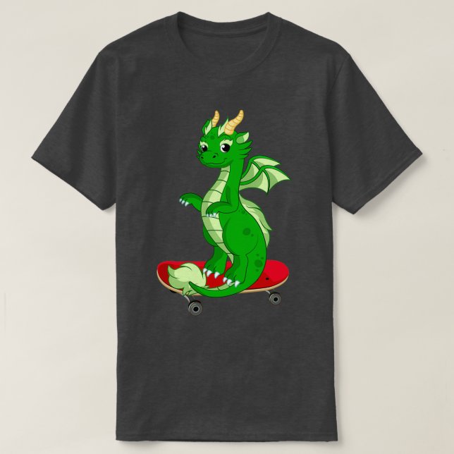 Camiseta Dragon Jugando A Skateboard Funny Good Dragon Skat (Diseño del anverso)
