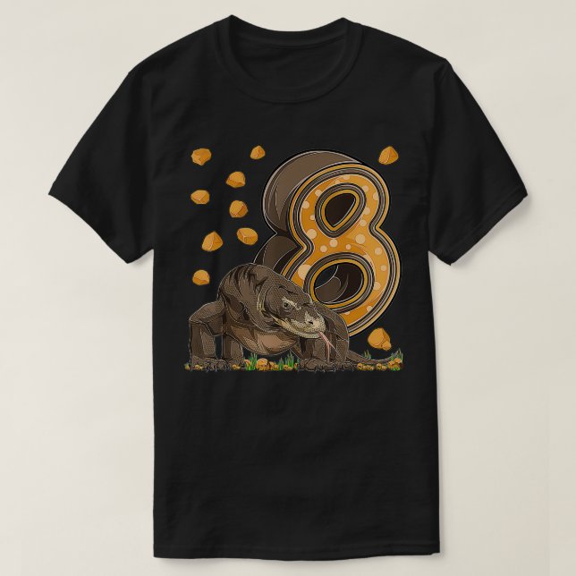 Camiseta Dragón Komodo de 8 años Reptile 8° cumpleaños (Diseño del anverso)