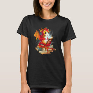 Camiseta Dragon Leading Book Rex para niños leyendo