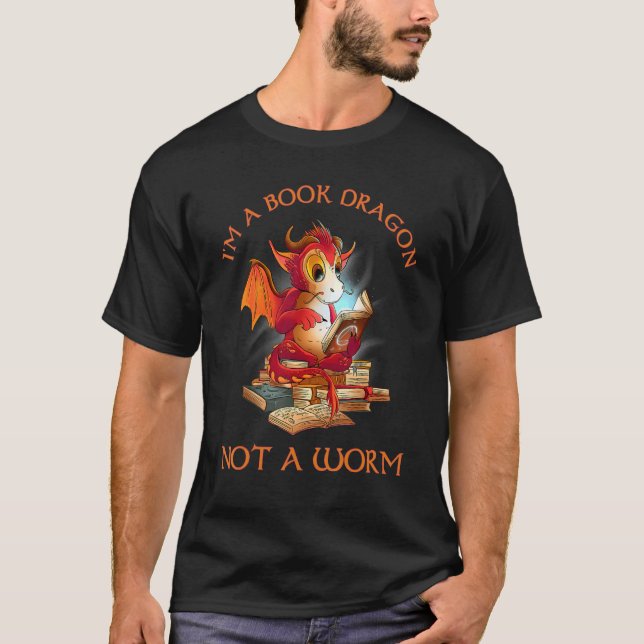 Camiseta Dragon Leer Libros Biblioteca Libros Librería Drag (Anverso)
