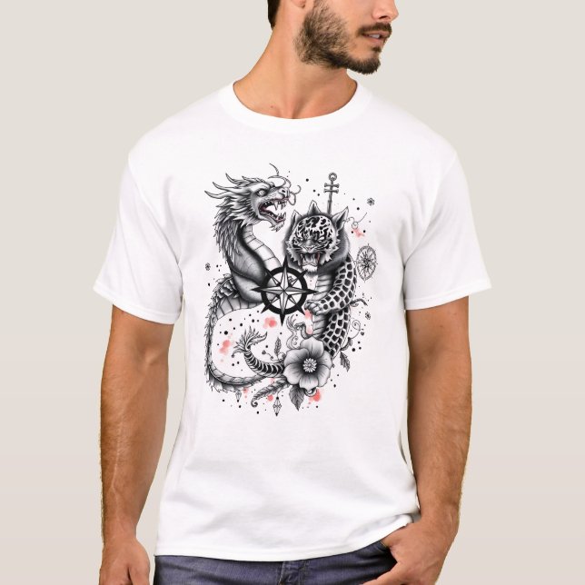 Camiseta Dragon & Leopard Yin Tattoo (Anverso)