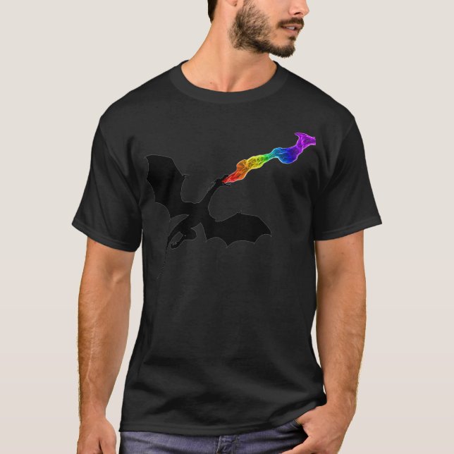 Camiseta Dragón LGBTQ con Prima del Orgullo Arcoiris (Anverso)