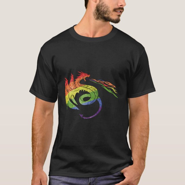 Camiseta Dragón Lgbtq Con Regalo Del Orgullo De La Llama Ar (Anverso)