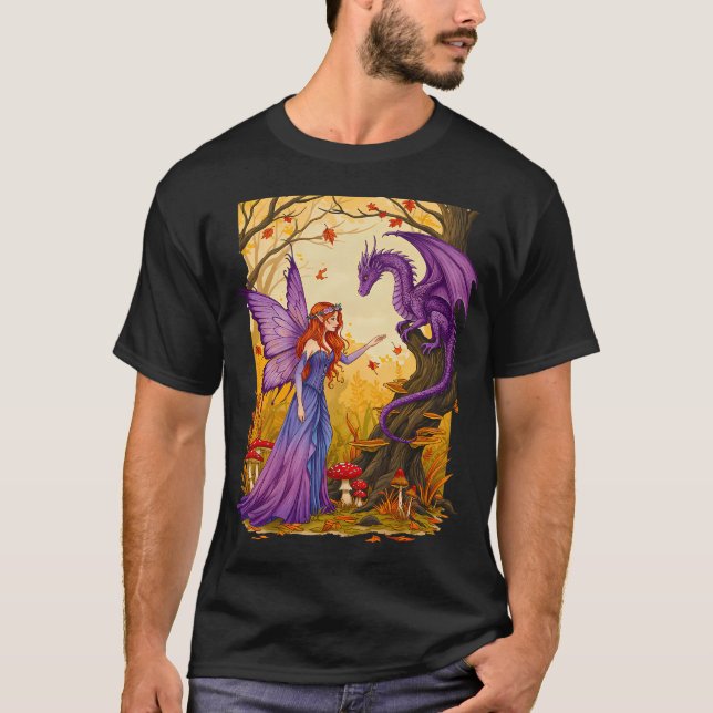 Camiseta Dragón lindo en una seta (Anverso)