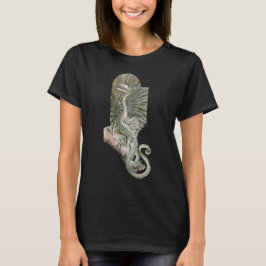 Camiseta Dragón Lizard mítico sobre rocas, mitología vintag