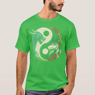 Camiseta Dragón Lobo Yin Yang Chino Mitológico Zen Hombres