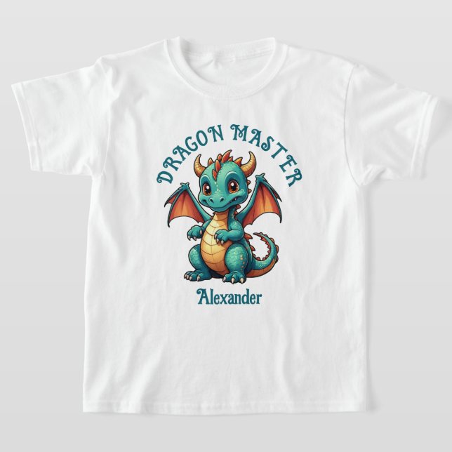 Camiseta Dragon Master Cute Green Dragon Personaliza (Distribución)