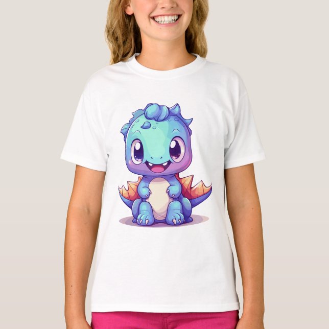 Camiseta Dragón morado de Kawaii (Anverso)