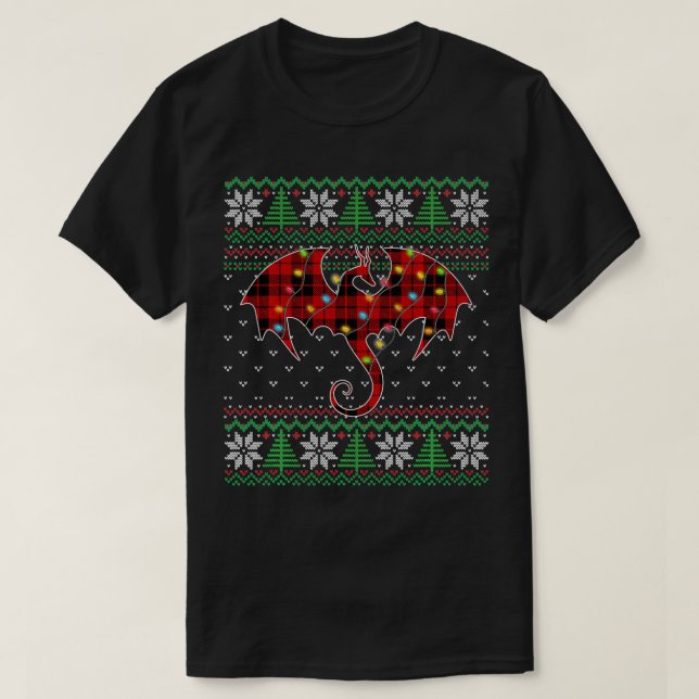 Camiseta Dragon Navidades suéteres feos iluminan dragón (Diseño del anverso)