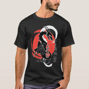 Camiseta dragón negro, luna roja