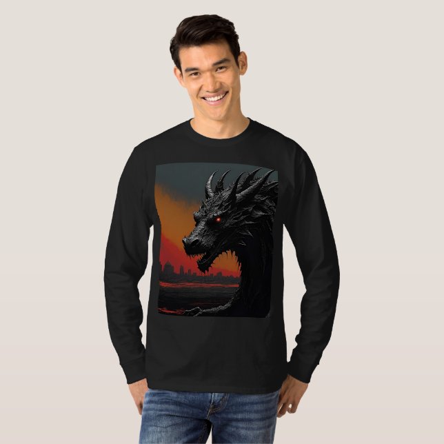 Camiseta Dragon Noir: Arte Retro Exclusivo (Anverso completo)
