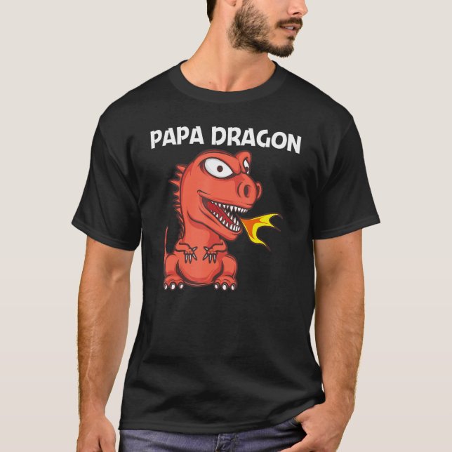 Camiseta Dragón Para Hombres Papá Incendia Criatura Respira (Anverso)