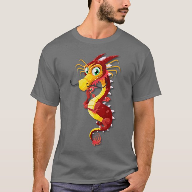 Camiseta Dragón Personalizado chino rojo y oro (Anverso)