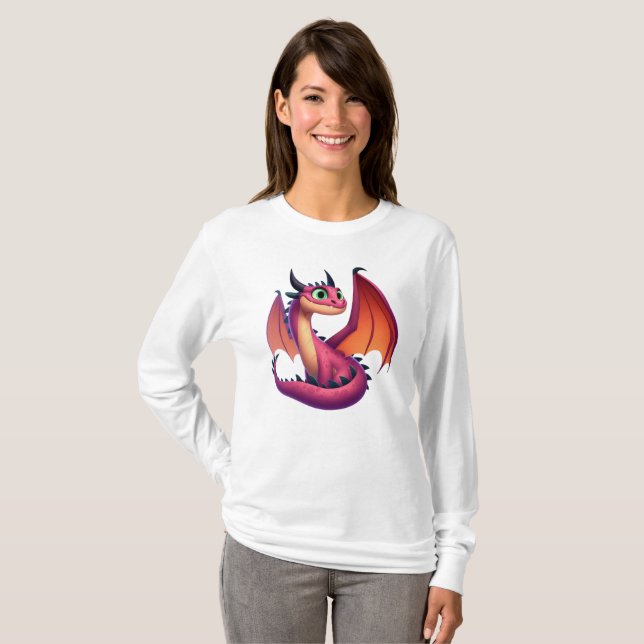 Camiseta Dragón personalizado morado/rojo (Anverso completo)