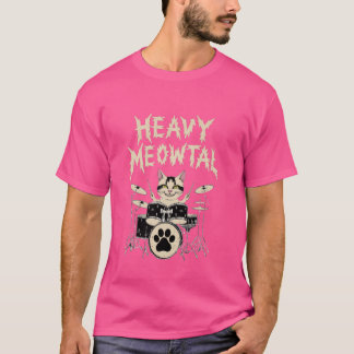 Camiseta Dragón pesado Meowtal Headbanger Gift Drummer