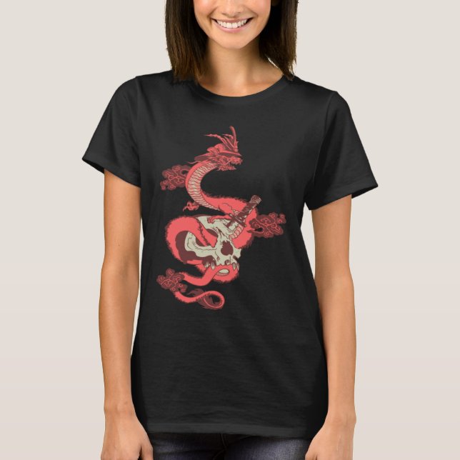 Camiseta dragón poderoso ropa estética de lagarto chino (Anverso)