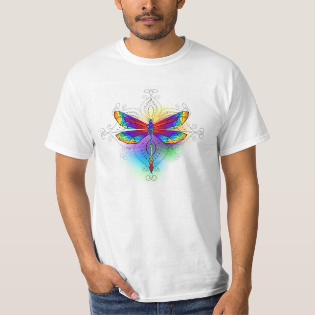 Camiseta Dragón poligonal arcoiris (Anverso)